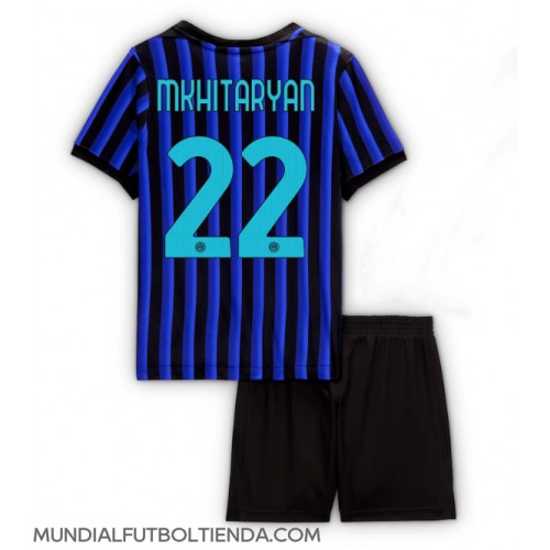 Camiseta Inter Milan Henrikh Mkhitaryan #22 Primera Equipación Replica 2025-26 para niños mangas cortas (+ Pantalones cortos)